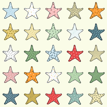 Cute seamless pattern with colorful stars