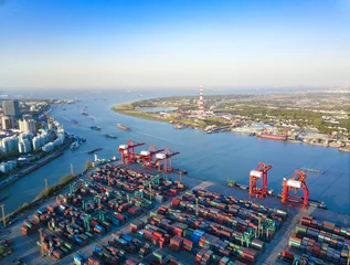 Foto auf Leinwand Luftaufnahme des Docks in shanghai © lotusjeremy