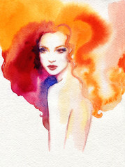 beautiful woman. fashion illustration. watercolor painting