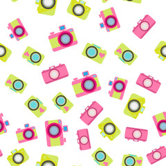 Seamless pattern. Old fashioned camera style flat