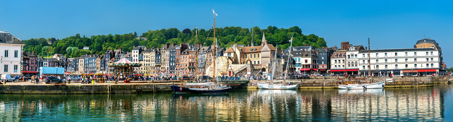 Panorama of the harbour of Honfleur. UNESCO world heritage in Normandy, France