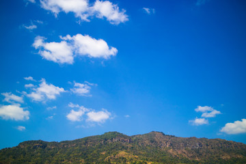 Mountain with blue sky and clouds