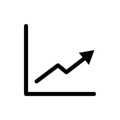 Graph vector icon, growing symbol. Simple illustration, flat design for site or mobile app
