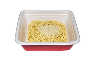 Instant noodles on white background.Instant egg noodles.Chips food pasta.