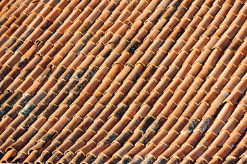 red tiles on the roof of the house.