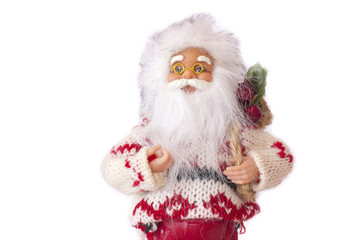 Santa Claus with Christmas gifts. Isolated on white background