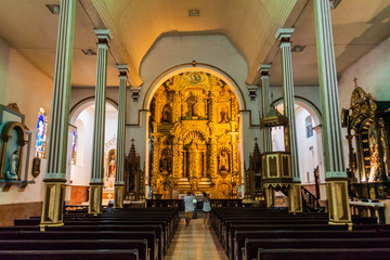 PANAMA CITY, PANAMA - MAY 27, 2016: Interior of San Jose church in Casco Viejo (Old Town) of Panama...