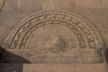 Moon stone of Vatadage in the ancent city Polonnaruwa, Sri Lanka