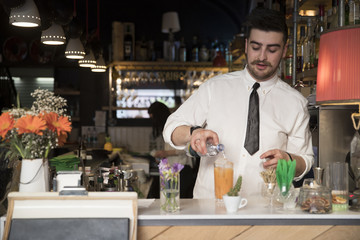 young barman working