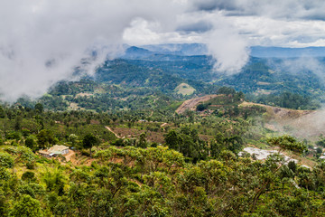 Fototapeta na wymiar View of a landscape near Haputale, Sri Lanka