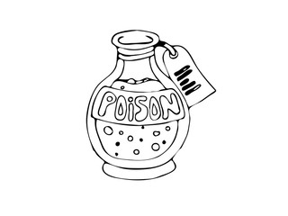 Glass Poison Bottle Icon on White Background.