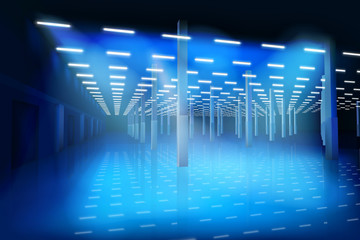 An empty factory hall. Vector illustration.
