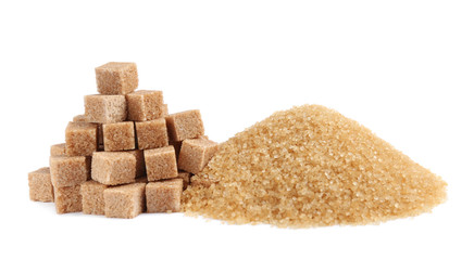 heap of cane sugar isolated on white background