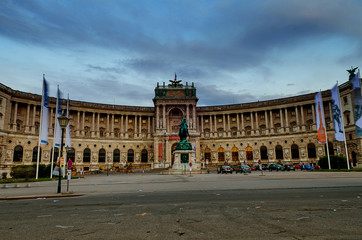 Fototapeta na wymiar VIENNA, AUSTRIA - MAY 9,2015: The famous Hofburg Palace on May 9, 2015 in Vienna. 
