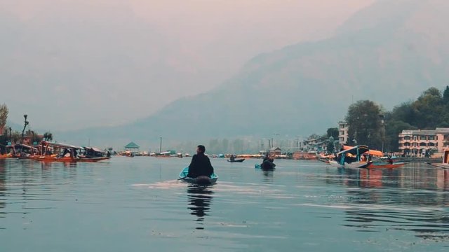 boating in beautiful lake of Kashmir