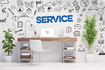 Service Konzept über Schreibtisch Arbeitsplatz