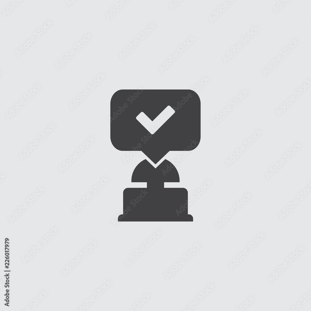 Aufkleber Quiz button icon in balck on a gray background. Vector illustration