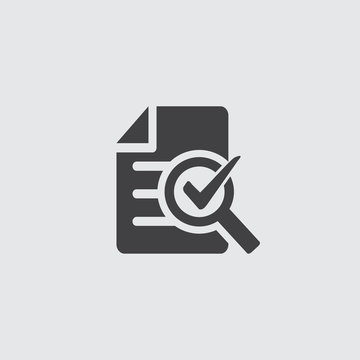 Audit icon in black on a gray background. Vector illustration
