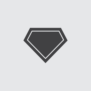 Superhero logo icon in black on a gray background. Vector illustration