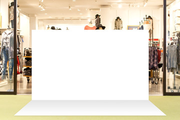 Fabric mock up unit for advertising banner media display backdrop,  Empty white background.