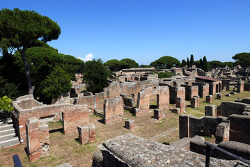 Fototapeta na wymiar ancient Roman ruins in Ostia Antica, Italy