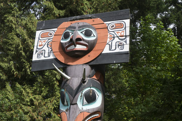 First Nations totem poles in Stanley Park, Vancouver, Canada
