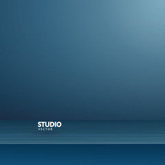 Empty vivid blue color studio table room background ,product display with copy space for display of content design.Banner for advertise product on website Vector.
