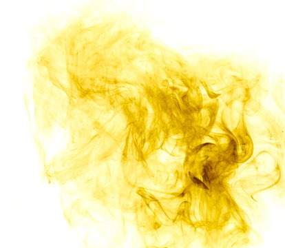 Yellow smoke on white background