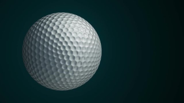 Animation of slow rotation ball for golf game. View of close-up with realistic texture and light. Animation of seamless loop.