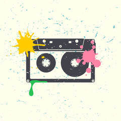 Cassette music old fashion. Retro and vintage technology concept represented by Cassette icon.