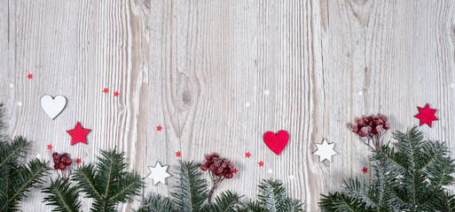 Christmas background on the wooden desk