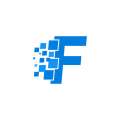 Vector Logo Letter F Blue Blocks Cubes