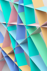 Colorful paper stripes structure. Vertical 3 d