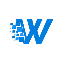 Vector Logo Letter W Blue Blocks Cubes