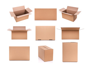 Set of cardboard boxes isolated on a white background.