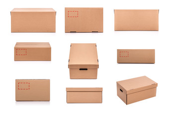 Set of cardboard boxes isolated on a white background.