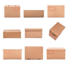 Set of cardboard boxes isolated on a white background.