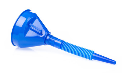 Plastic funnel liquid isolated on white background