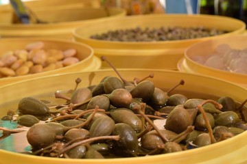 Mallorcan appetizers at the Santanyi market, Spain