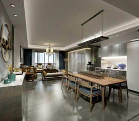 3d render of living room