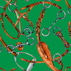 harness horse watercolor pattern. equestrian seamless background © Елена Фаенкова