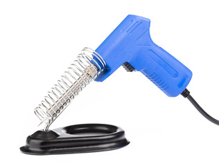Soldering iron stand with Gun electric solder isolated on a white background