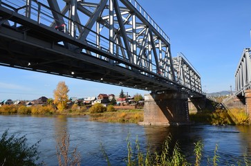Train bridge on the left side