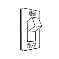 Cartoon electric switch, black and white, hand drawn, sketch style, isolated on white background. Vector illustration