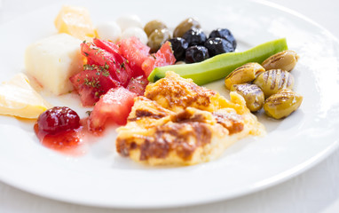 turkish traditional breakfast on white background