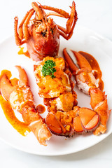 Lobster tail steak with sauce