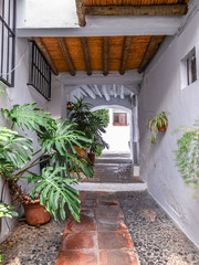 Fototapeta na wymiar Typical covered street in Frigiliana, Malaga