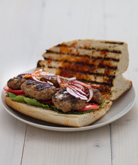 homemade spicy meatball sub sandwich