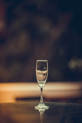 Wine glasses placed at the party.