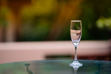 Wine glasses placed at the party.